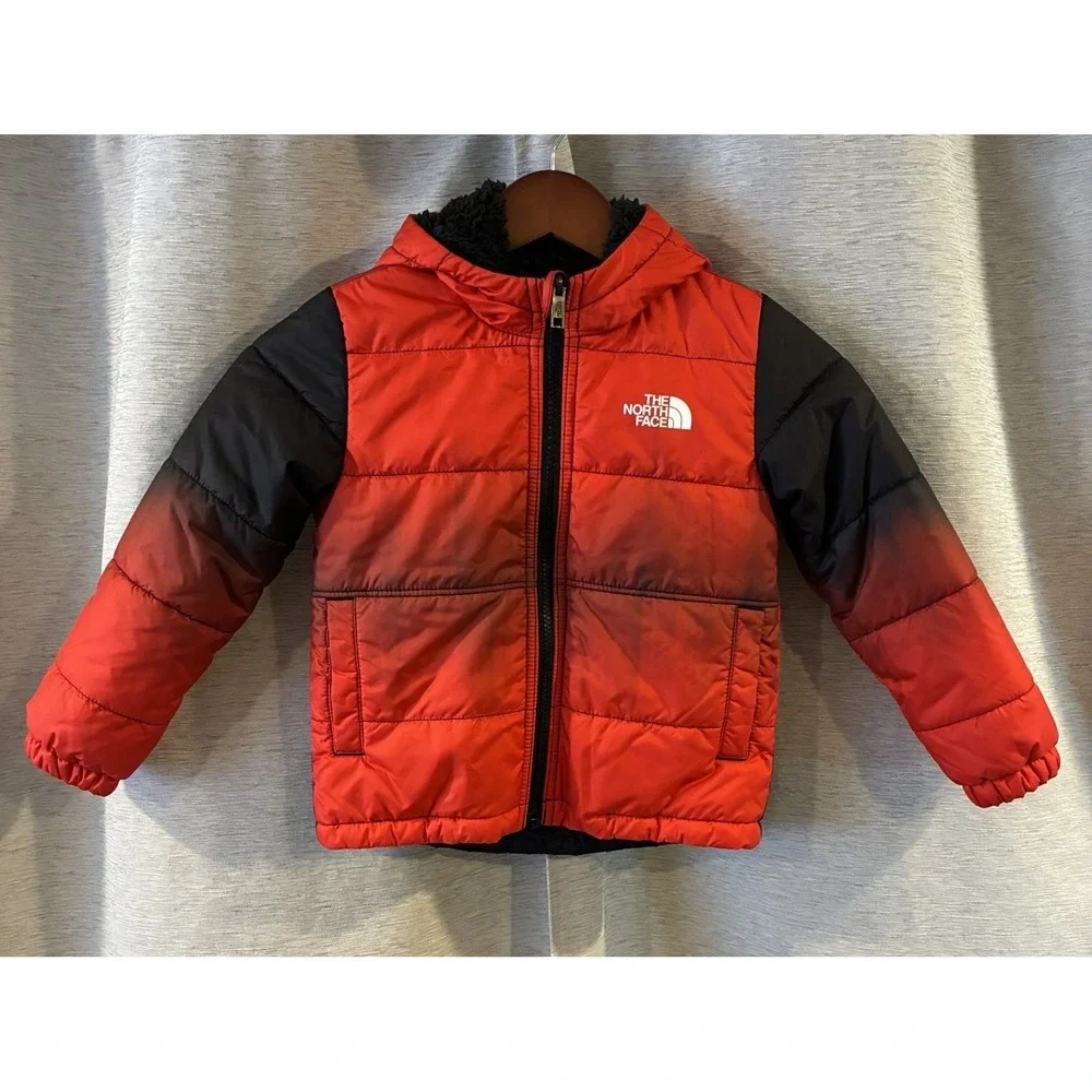 The North Face Toddler 4T Reversible Sherpa Full-Zip‎ Hooded Red Black Jacket
